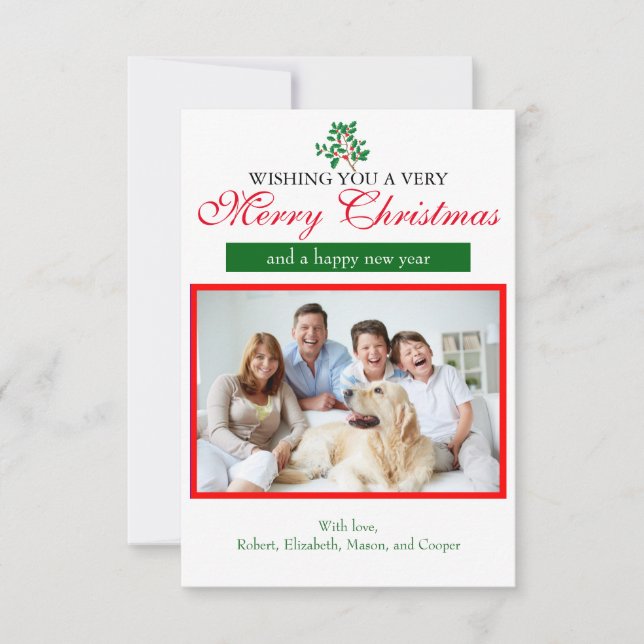 Holly "Feliz Navidad" - Tarjeta de Navidad Blanca  (Anverso)
