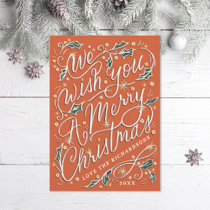 Holly Hand Lettered Le Deseamos Una Feliz Navidad