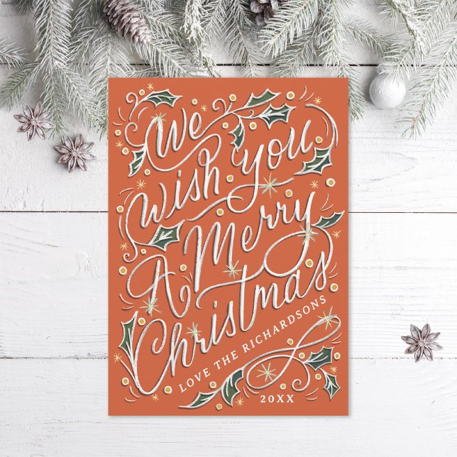 Holly Hand Lettered Le Deseamos Una Feliz Navidad (Subido por el creador)