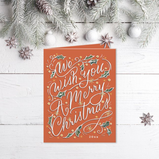 Holly Hand Lettered Te Queremos Una Feliz Navidad (Subido por el creador)
