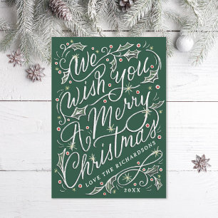 Holly Hand Lettered Te Queremos Una Feliz Navidad