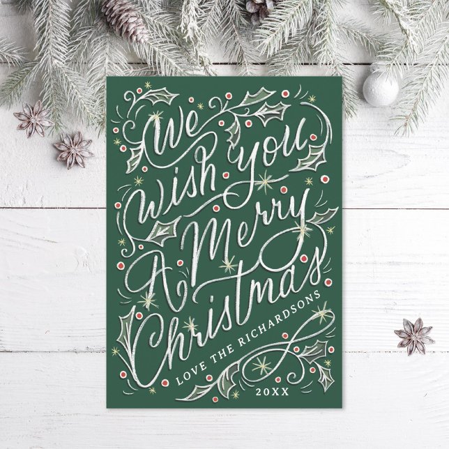 Holly Hand Lettered Te Queremos Una Feliz Navidad (Subido por el creador)
