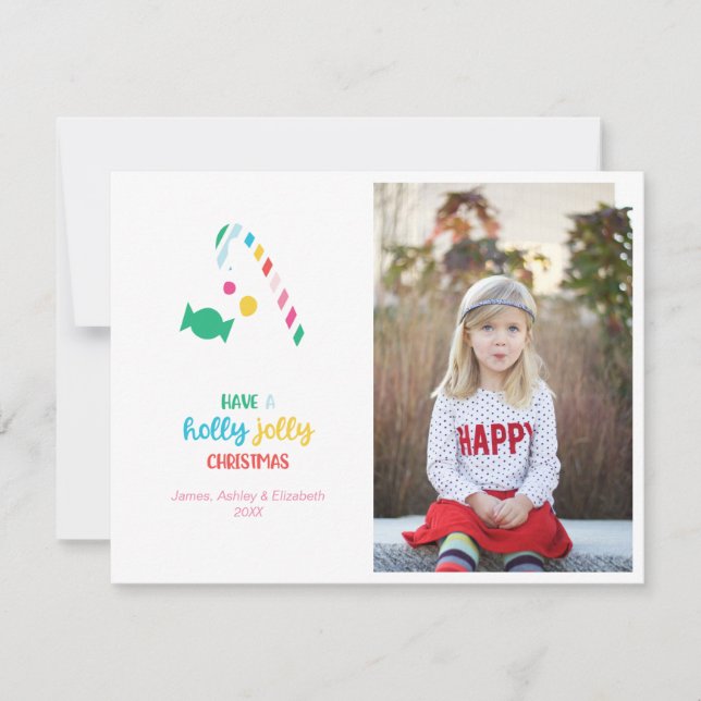 Holly Jolly Bright Candy Cane Navidad Foto (Anverso)
