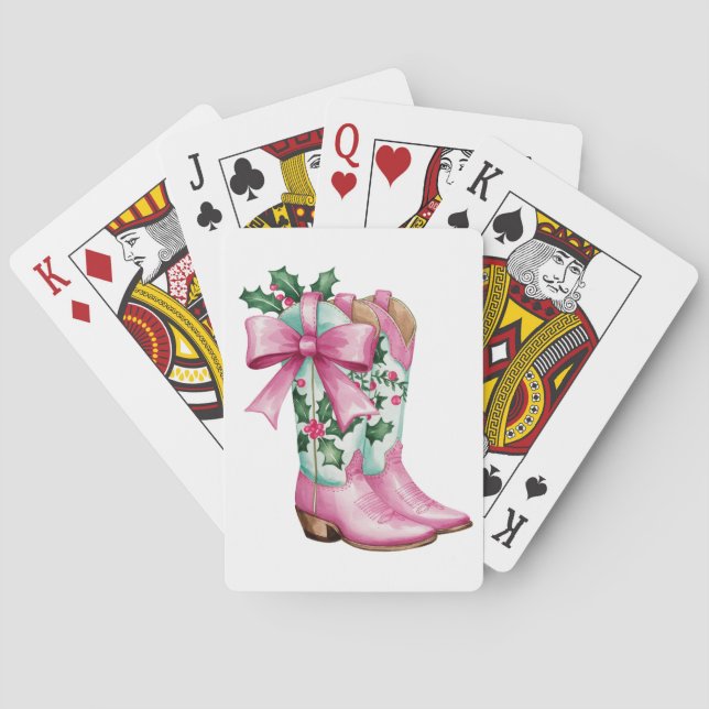 Holly Jolly Cowboy Boots Jugando Cartas (Reverso)