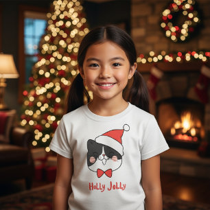 Holly Jolly Kawaii Santa Cat Navidades Camiseta