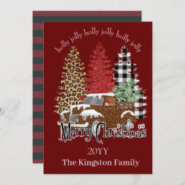 Holly Jolly Merry Christmas Trebe en tarjeta de ca