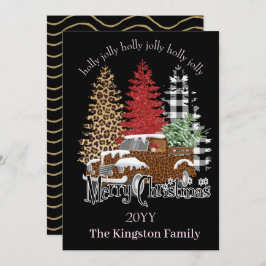 Holly Jolly Merry Christmas Trebe en tarjeta de ca