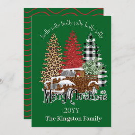 Holly Jolly Merry Christmas Trebe en tarjeta de ca