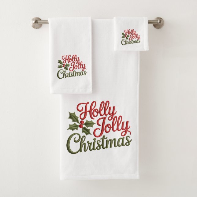 Holly Jolly Navidades Embroidery Typography (In situ)