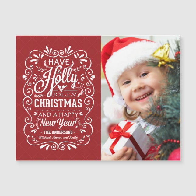 Holly Jolly Navidades Holiday Chalk Art Photo (Anverso)