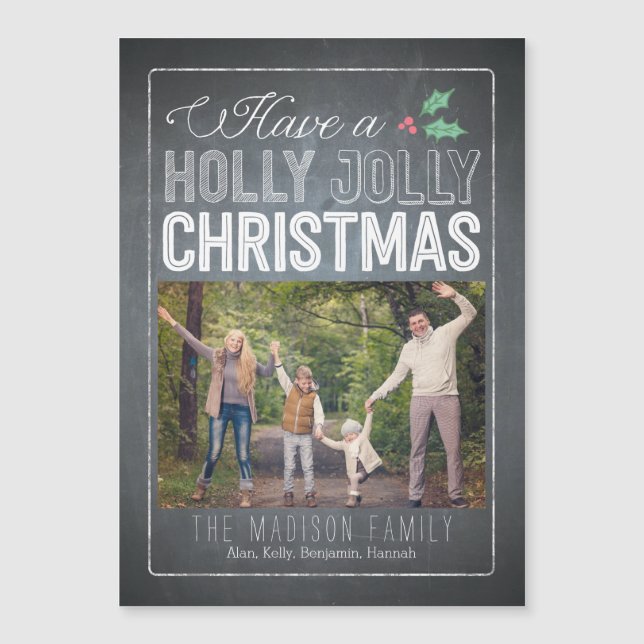 Holly Jolly Navidades Personalizado tarjeta magnét (Anverso)