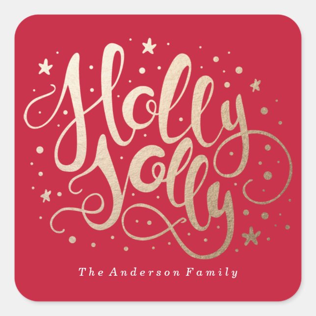 Holly Jolly | Pegatinas de vacaciones (Anverso)