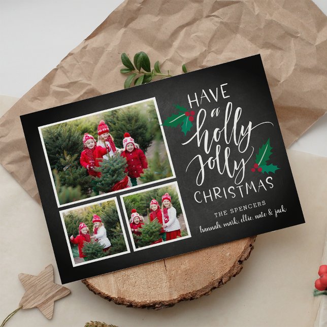 Holly Jolly | Tarjeta de Collage de fotos de vacac (Subido por el creador)