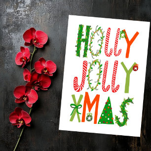 HOLLY JOLLY XMAS Holidays Navidad Tarjeta plana