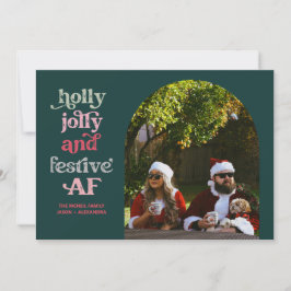 Holly Jolly y tarjeta de fotografía festiva AF