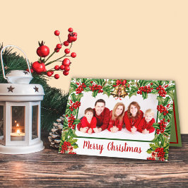 Holly Leaves y Berries Feliz Navidad