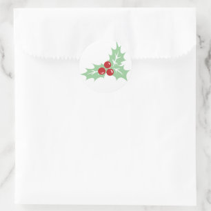 Holly Leaves y Berries Retro pegatinas navideñas