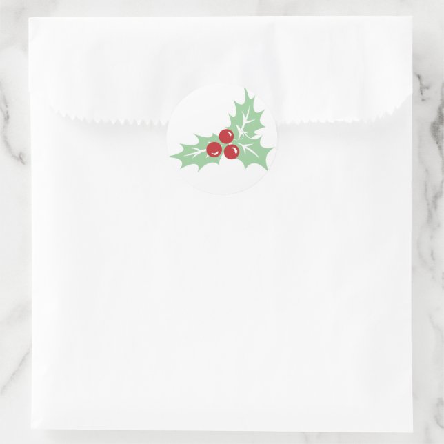 Holly Leaves y Berries Retro pegatinas navideñas (Bolso)