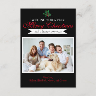 Holly "Merry Christmas" Photo - Tarjeta de Navidad