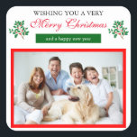 Holly Merry Christmas - Square Pegatina<br><div class="desc">Holly Merry Christmas - Square Pegatina</div>