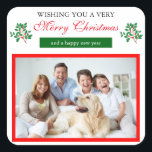 Holly Merry Christmas - Square Pegatina<br><div class="desc">Holly Merry Christmas - Square Pegatina</div>