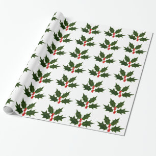 Holly Navidades envolviendo papel de regalo