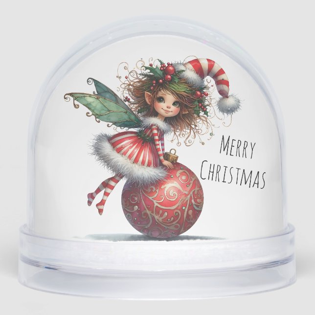 Holly-Topped Fairy on Ornament Snow Globe (Anverso)