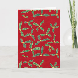 Holly verde deja tarjetas de Navidades de flores a