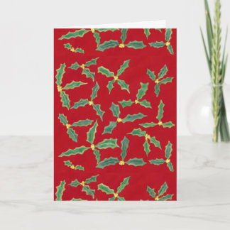 Holly verde deja tarjetas de Navidades de flores a