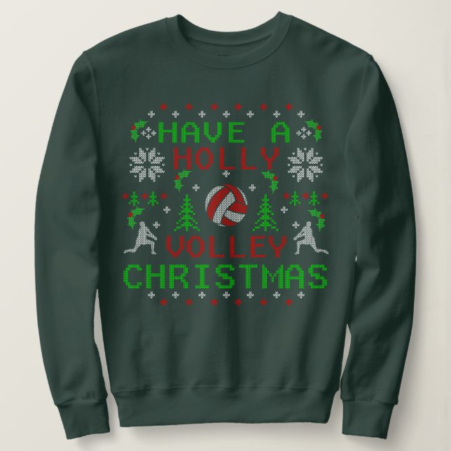 Holly Volley Volleyball Navidades feos sudadera ar (Anverso del diseño)
