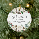 Holly Winter GodMom es un adorno de Bendición<br><div class="desc">Regalo por propuesta de padrino de padrino para cristiandad,  bautismo,  Navidades.</div>