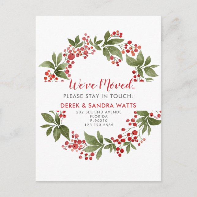Holly wreath hemos movido invitaciones en movimien (Anverso)