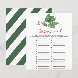 Holly Wreath Navidades Tarjeta de juego A-Z