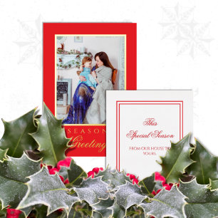Holly y la tarjeta de Navidades rojos Minimalistas