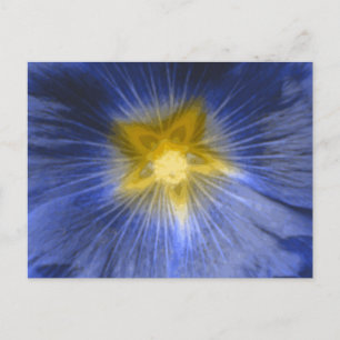Hollyhock Flor Hermosa tarjeta postal azul