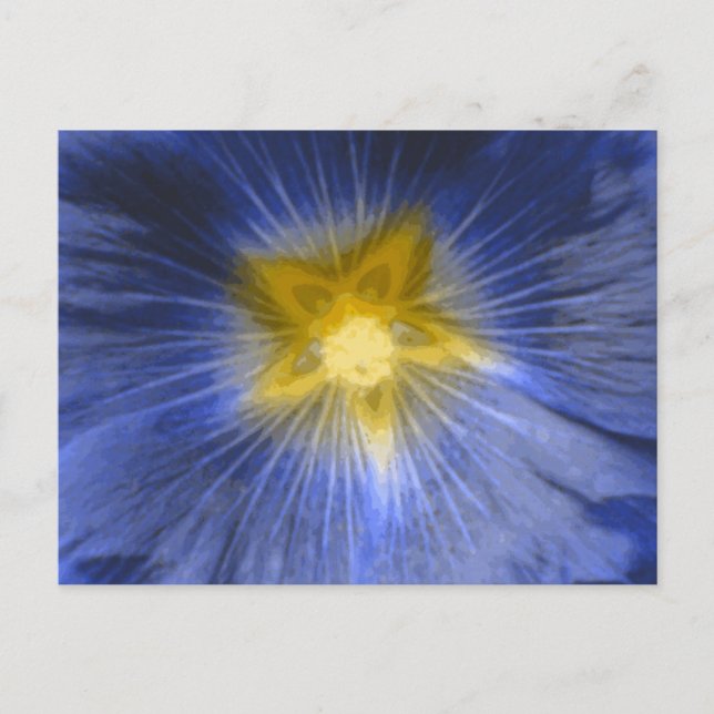 Hollyhock Flor Hermosa tarjeta postal azul (Anverso)