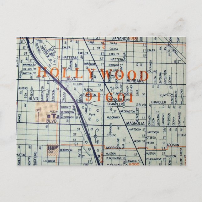 HOLLYWOOD, tarjeta postal del mapa de cosechas de  (Anverso)