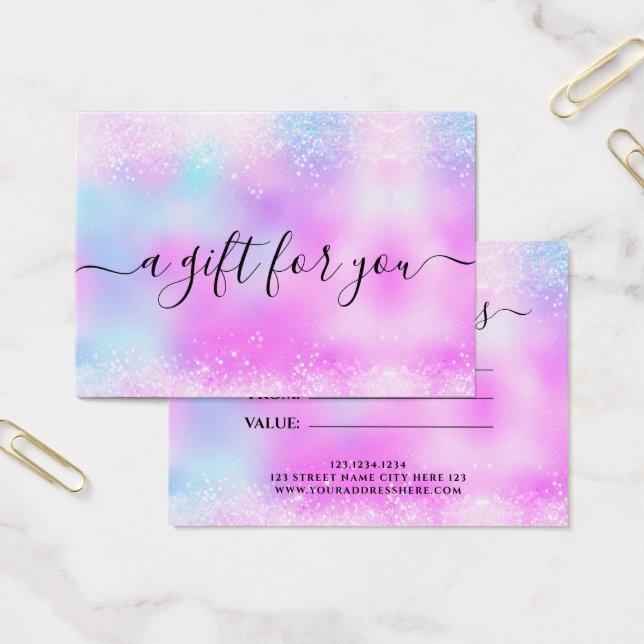 Holo Purpurina Elegant Business Gift Certificado (Oficina)