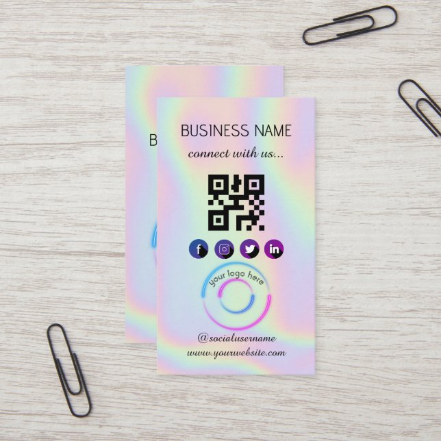 Holografía - Social Media QR Code Tarjeta de prese (Anverso/Reverso In Situ)