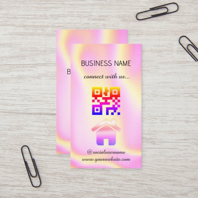 Holografía - Social Media QR Code Tarjeta de prese (Anverso/Reverso In Situ)