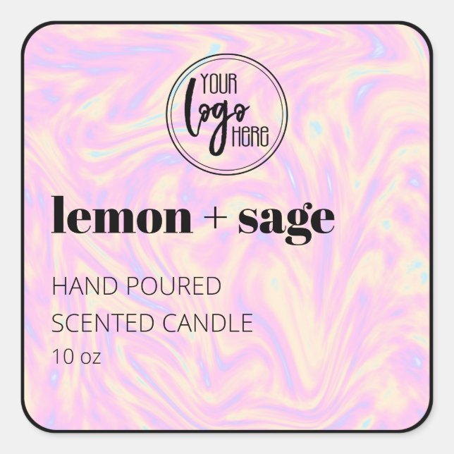 Holográfica Y Negro La Etiqueta De Vela Con Logo (Anverso)