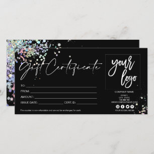 Holograma certificado moderno de tarjeta de regalo