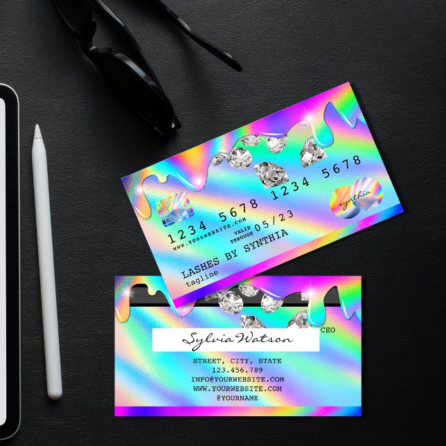 Holograph Drips Diamonds Tarjeta de crédito modern (Subido por el creador)