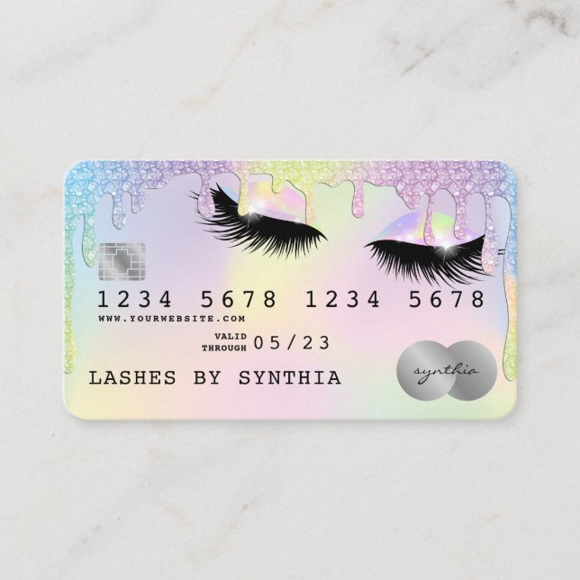 Holograph Unicorn Lashes modernos de tarjetas de c (Anverso)