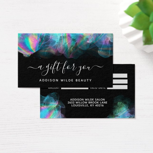 Holographic Alcohol Ink Gift Card Certificate (Escritorio)