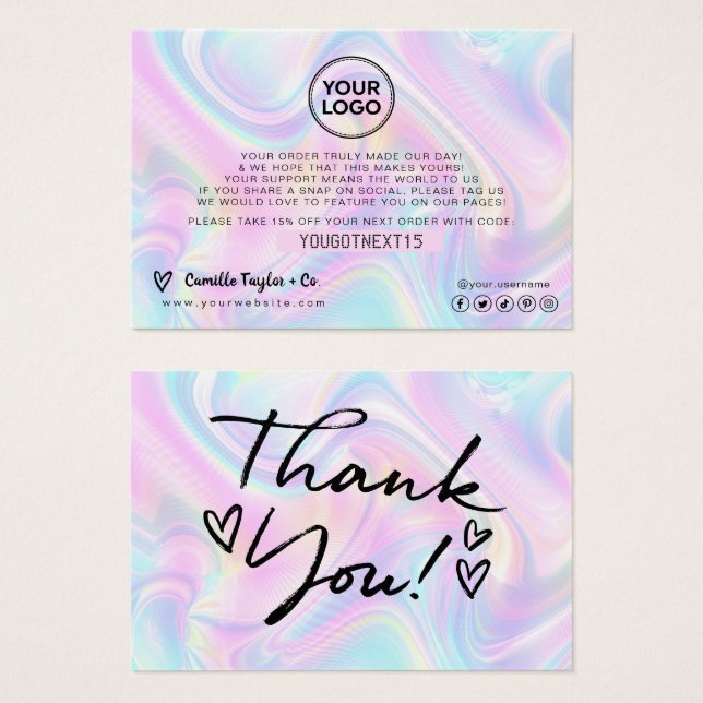 Holographic Customer Thank You - Add Your Logo (Anverso y reverso)