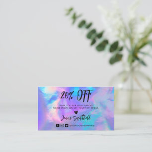Holographic Pastel Trendy Gracias Tarjeta de visit