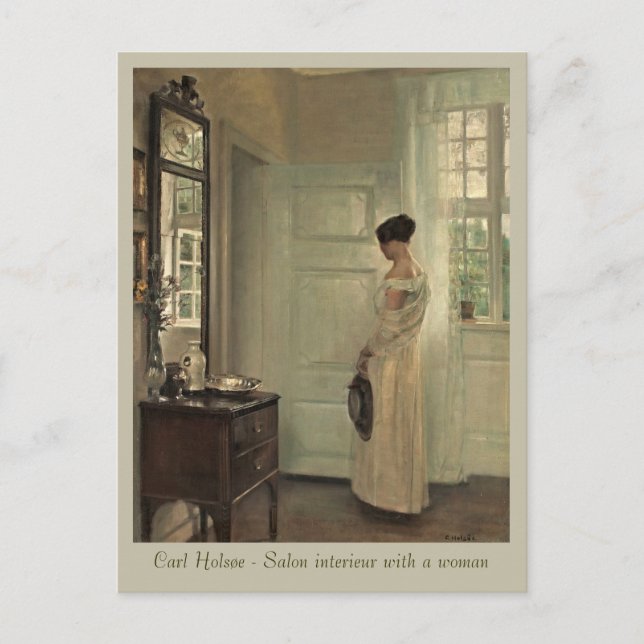 Holsøe Salon interieur con mujer CC0571 postal (Anverso)