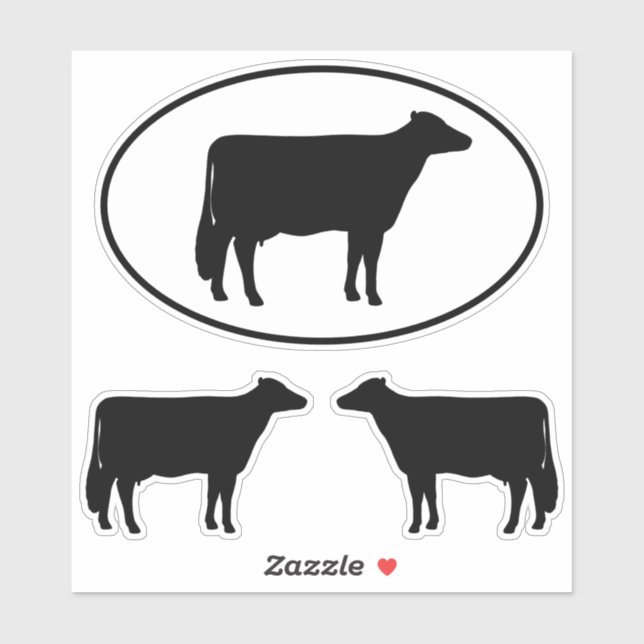 Holstein Cow Silhouettes Vinyl Pegatina Set (Hoja)