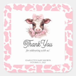 Holy Cow Pink Boho Baby Shower Gracias Pegatina
